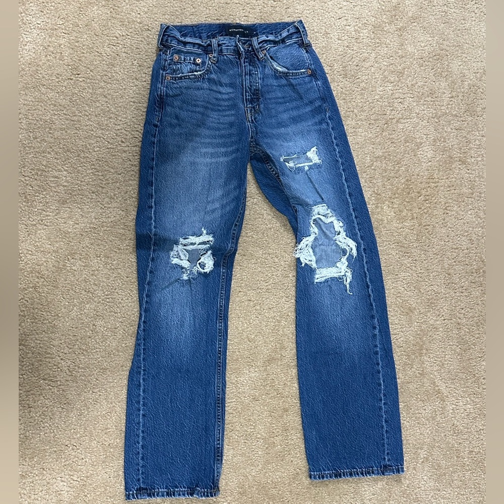 Aeropostal ripped dark washed baggy jeans